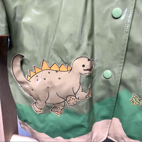 KIDORABLE LINED DINOSAUR RAIN COAT W/Pockets, Hood - Picture 9 of 12